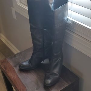 Black wide calf boots